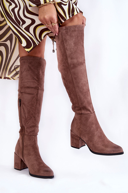 Dámske semišové topánky nad kolenom LA.FI 270056TA-SU svetlo hnedá