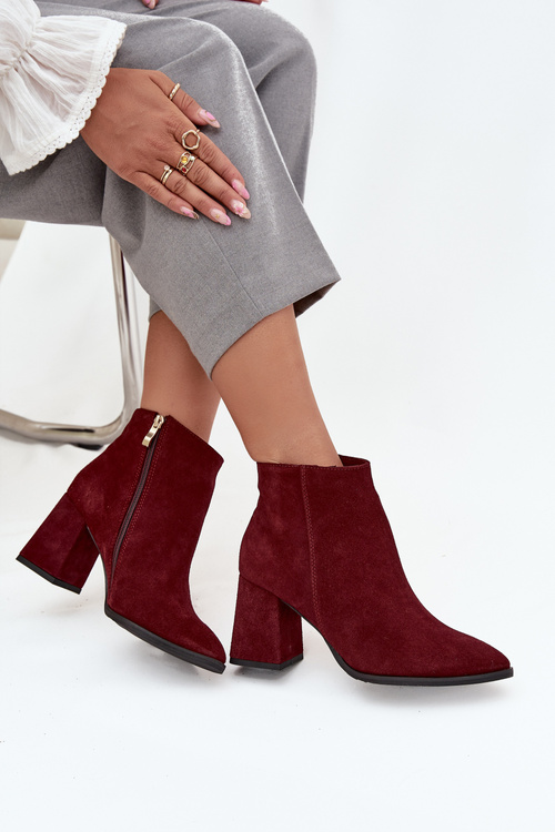 Dámské boty na podpatku se zlatým detailem Čokoládové Zazoo 3128