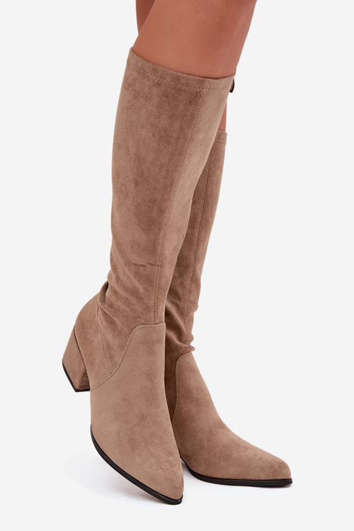 Dámske čižmy na nízkom opätku z eko semišu Sergio Leone KZ212 béžové