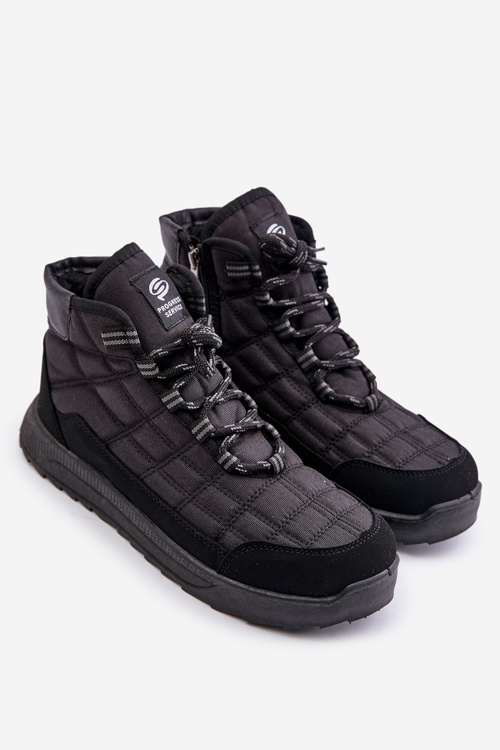 Zateplené Pánske Zimné Topánky Šnurovacie Progress PROGJ-24-153 Čierne