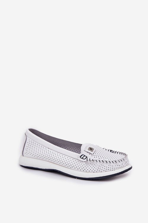 Dámské Kožené Mokasíny S.Barski LR51-673 Bílé