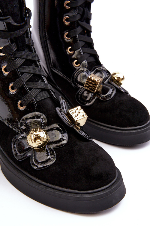 Módne dámske topánky pre posúvač s dekoráciami D&A MR870-76 čierna