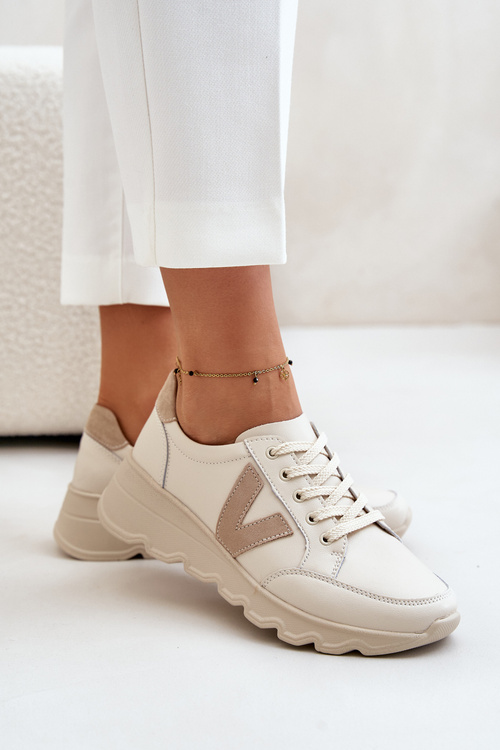 Dámské Kožené Sportovní Boty Vinceza 7918 Béžové