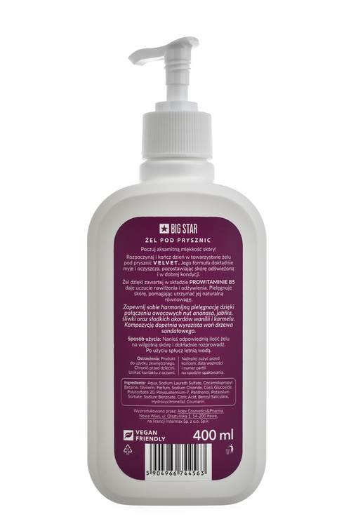 Sprchový Gél Velvet Dámsky Big Star 400 Ml