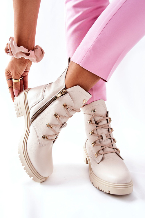 Dámske kožené topánky Bege Nicole 2674