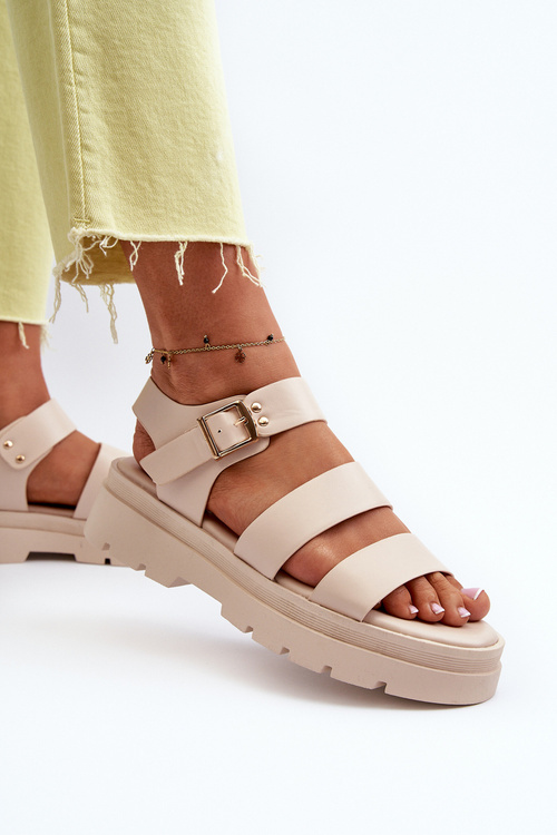 Dámske sandále na masívnej podrážke béžové Nicarda