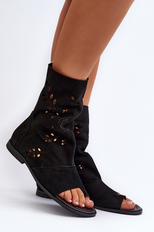 Zazoo 3437 Dámske Zamszové Sandále S Zipsom Čierne