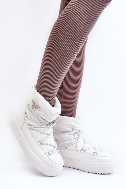 Dámske snehové topánky na plošine s bielym útrikom