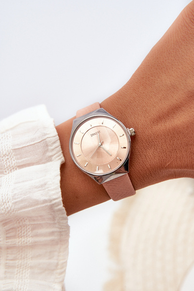 Dámske hodinky na ekokoženom remienku ružové Ernest E62013L