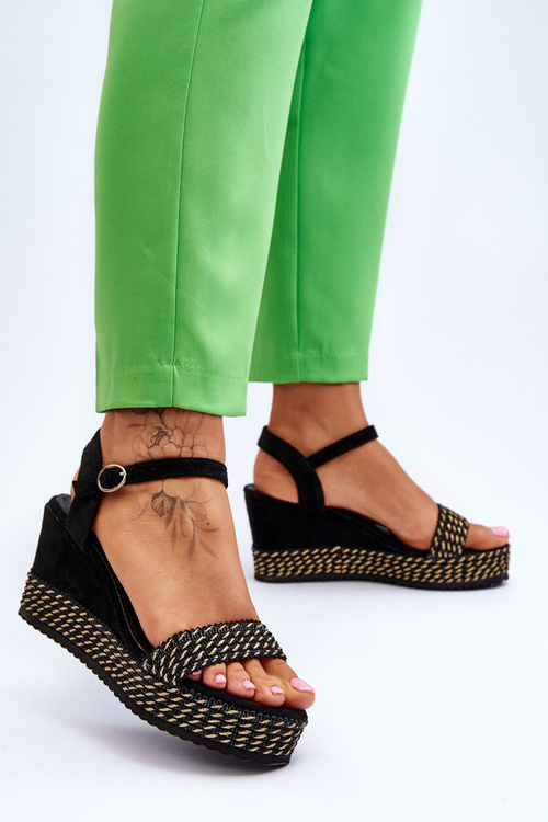 Klasické dámské sandály na klínu černé Malmo