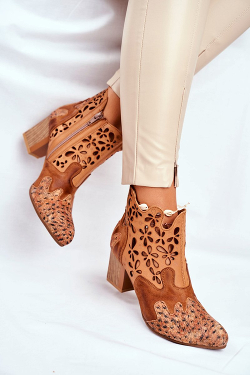 Dámské Kotníkové Boty na Podpatku Jarní Maciejka Camel 04369-29