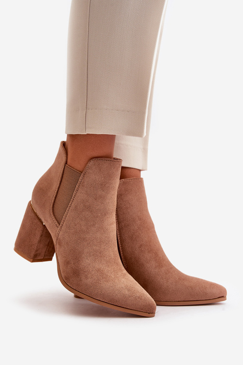 Eko Velurové Boty Na Podpatku Zateplené Hnědé Daivine