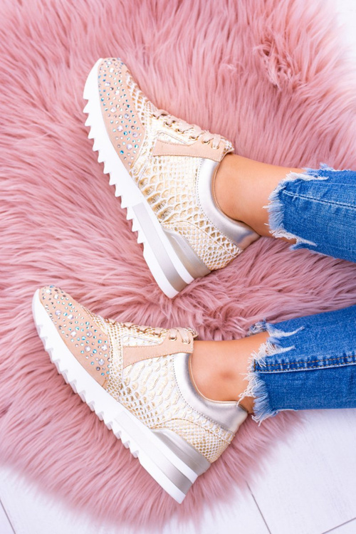 Zlaté dámske športové topánky s flitrami Lu Boo Infinitiale