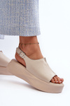 Dámské kožené sandály na platformě D&A SJ2301-2 Beige