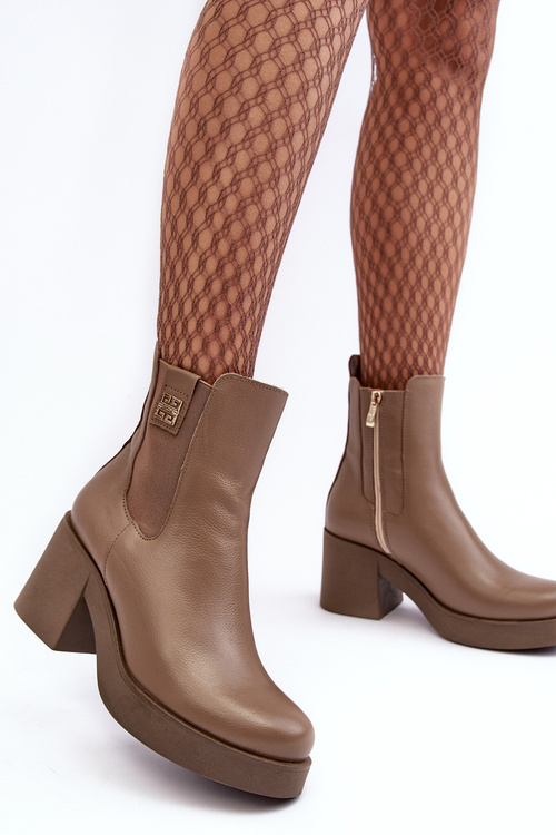 Kožené dámské boty na podpatku černé Kodra