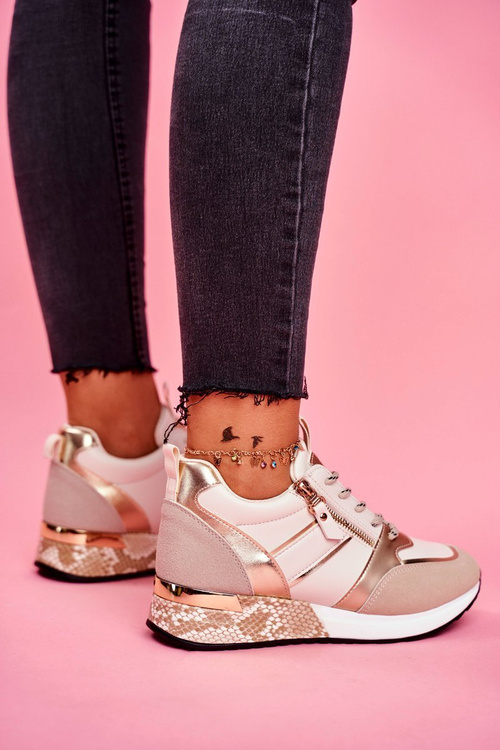 Dámska športová topánka béžová zlatá postava