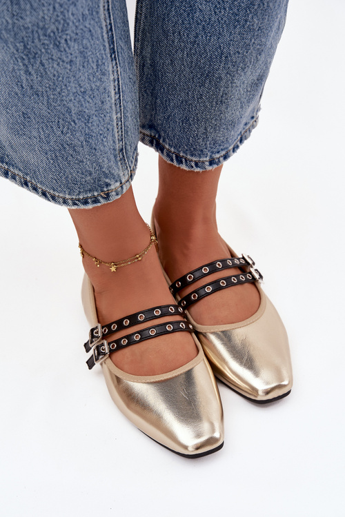 Dámské baleríny s zlatými pásky Deliora