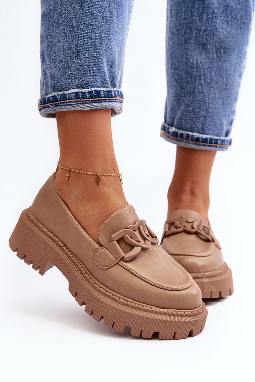 Masivní Dámské Mokasíny S Řetězem Beige Dataia