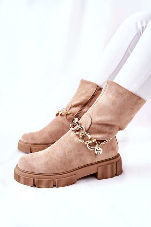 Semišové Pracovní Boty Béžové Hellio