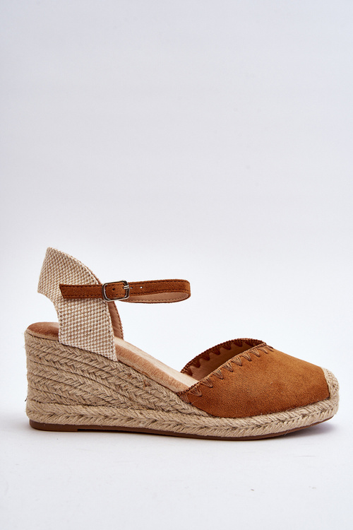 Zamšové sandály espadrilky na klíně s pletením Camel Raylin