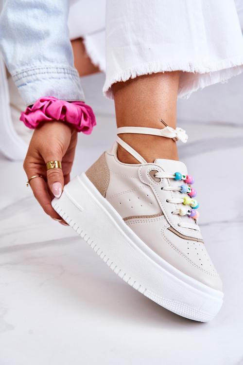 Dámske zviazané športové topánky béžové manila