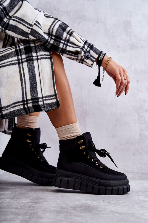 Pohodlné boty na platformě černé Sanchio