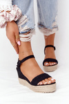 Klinové sandále Black Balearies s vrkočou
