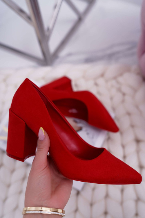 Dámske pumpy na semišovom poste Red Neshka