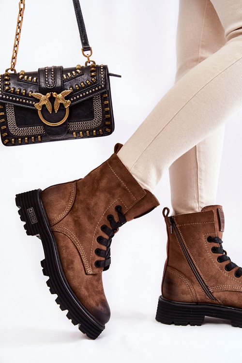 Dámské semišové boty Big Star KK274504 Hnědá