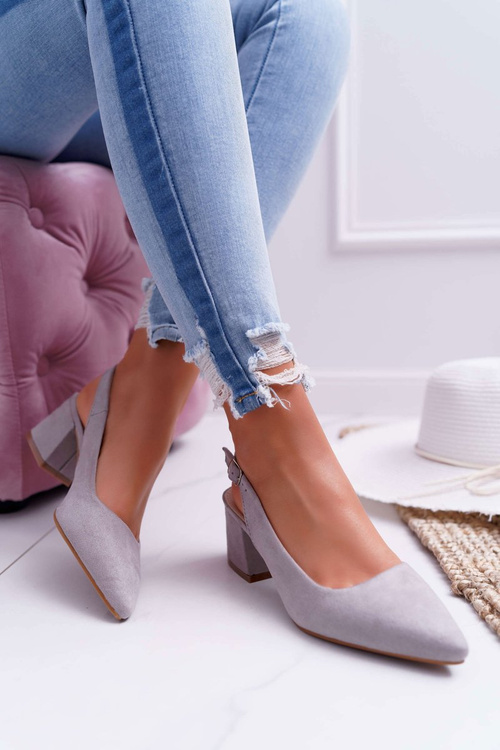 Dámské Semišové Lodičky Na Podpatku šedé Contrail