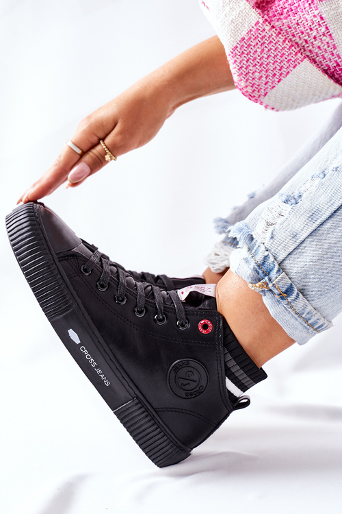 Dámske tenisky krížové džínsy High Black II2R4021