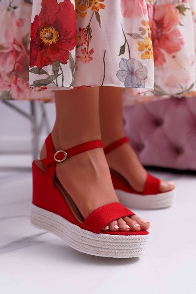 Dámské Sandály Na Klínku Červené Liviana