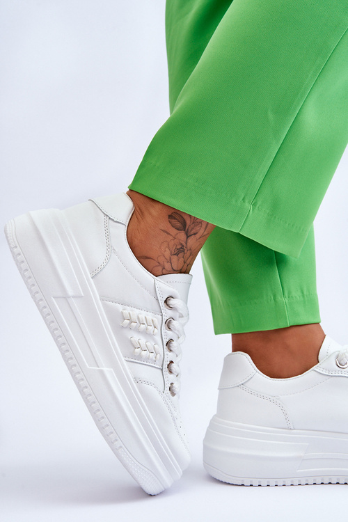 Módne ženské tenisky na platforme White Claribel