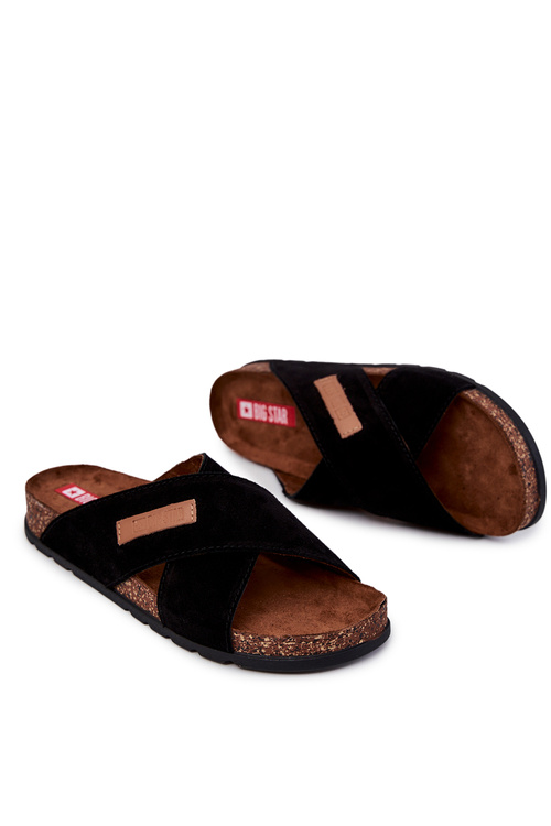 Pánska pohodlná veľká hviezda JJ176005 Black Flip -flops