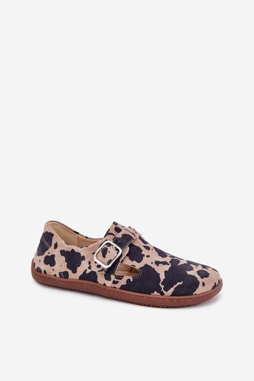 Semišové Polobotky Barefoot Dámske S Prackou Patches Zazoo N1261 Hnedo-Bežové