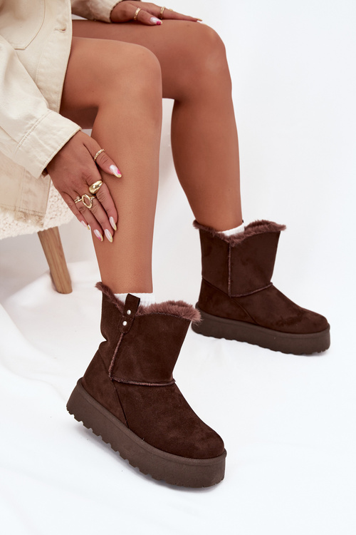 Dámske Snehule Na Platforme S Kožušinou Čokoládové Evelira