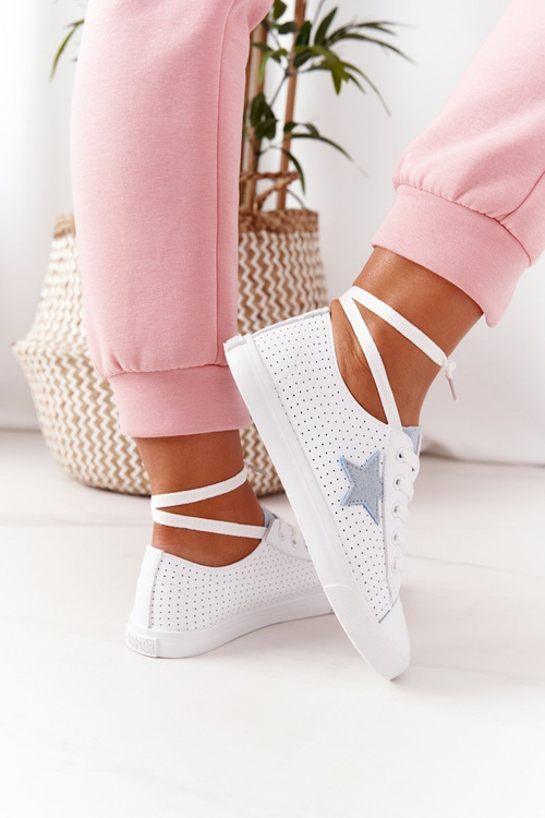 Dámské Kožené Tenisky S Hvězdou BIG STAR DD274692 Bílo-Modré