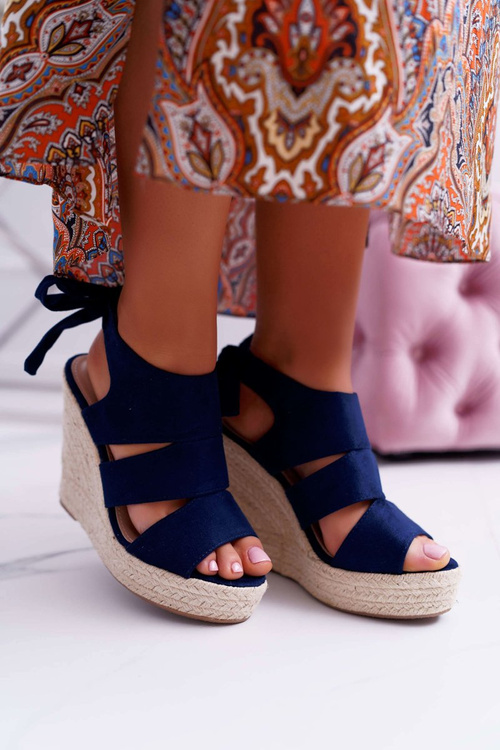 Dámske sandále na kliny námornícke modrá yenga