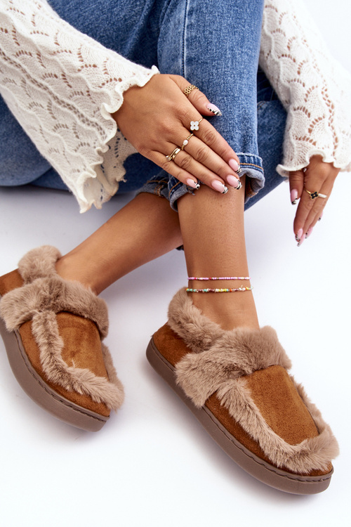 Dámske papuče s ťavou kožušinou