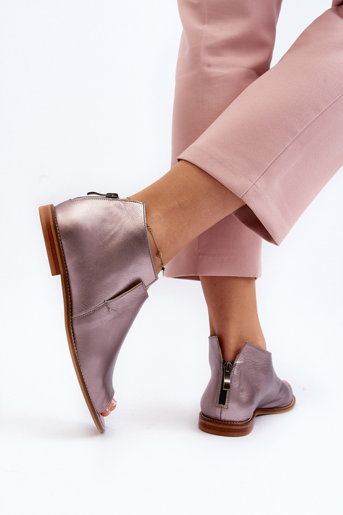 Dámske kožené sandále Laura Messi 2443 Ružové Zlato