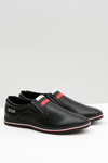 Černé Kožené pánské perforované boty slip-on Mello