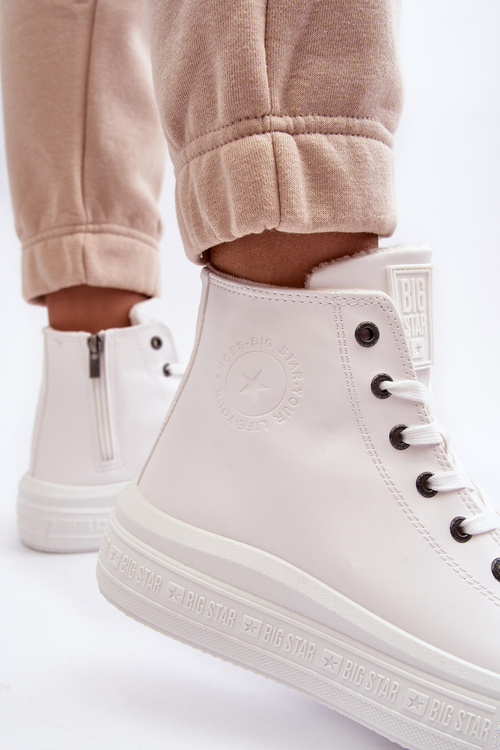 Dámské zipem zateplené trampky bílé Big Star MM274021