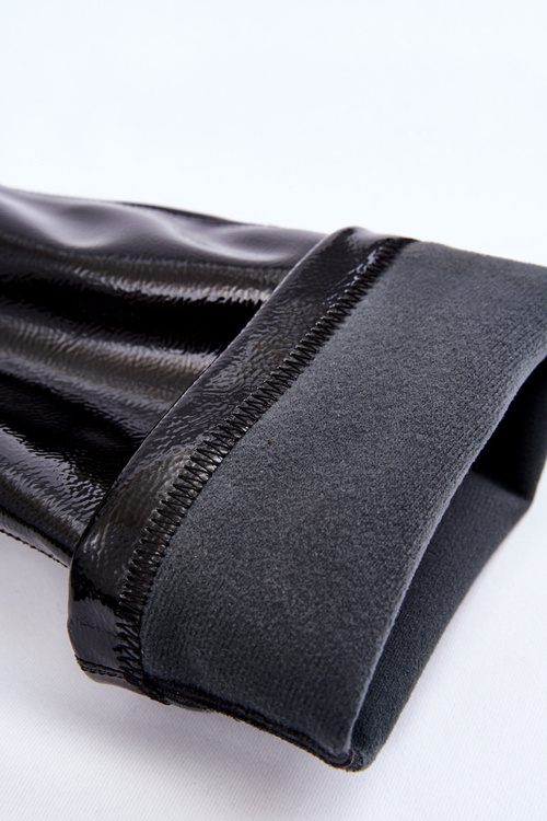 Módní lakované dámské kozačky Černé Venise