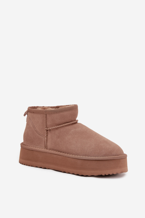 Semišové zimní boty pro ženy na platformě Vinceza 97962 béžové