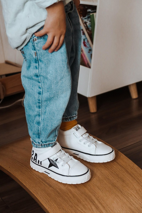 Detské tenisky s vysokým suchým zipsom biele Sparky