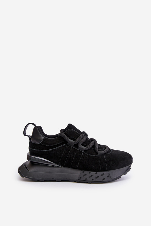 Dámské Zamszové Tenisky Na Platformě S Hlavním Šněrováním Artiker 54C1464 Černé