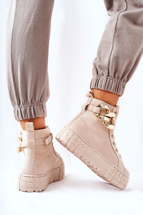 Vysoké Tenisky Na Platformě Světle Béžové Evenia