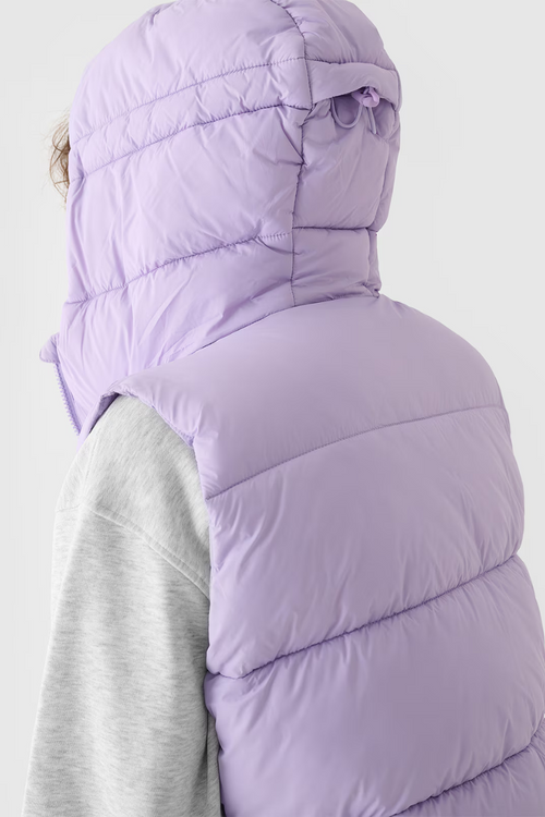 Dámsky Páperový Bezrukávnik S Kapucňou Fialový 4F 4FWAW24TVJAF141-52S