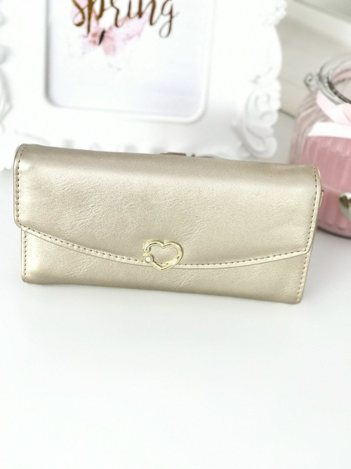 Large Women's Black Trendy Wallet Gold Zipper