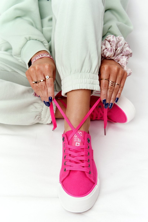 Dámske tenisky na platforme Big Star HH274054 Fuksja